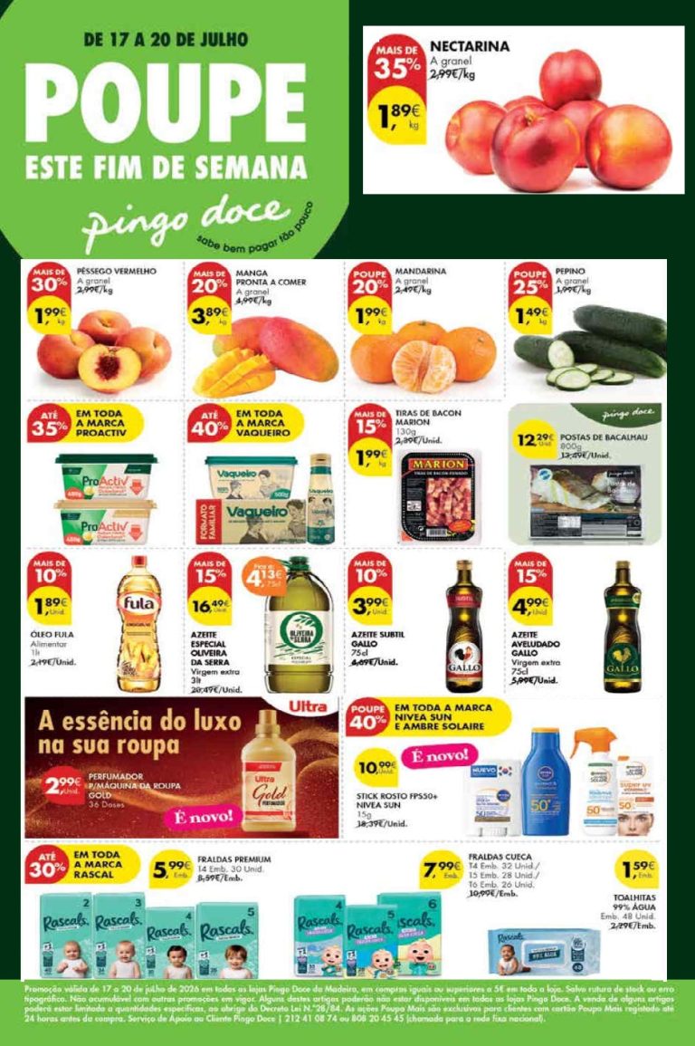 Folheto Pingo Doce Madeira Fim de Semana – Antevisão Promoções 17 a 20 de julho