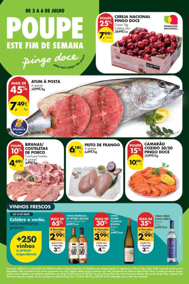 Folheto Pingo Doce Madeira Fim de Semana – Antevisão Promoções 3 a 6 de julho