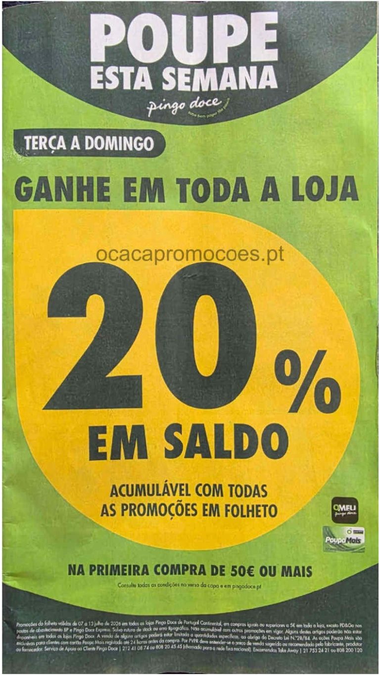 Antevisão Pingo Doce – 20% desconto Saldo Toda a Loja de 7 a 12 julho