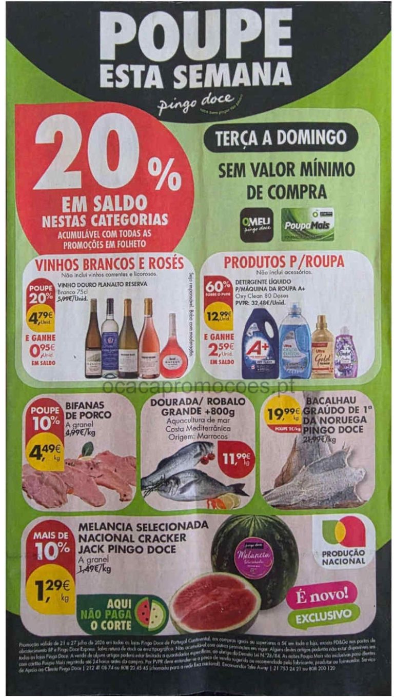 Folheto Pingo Doce – Antevisão Promoções 21 a 27 de julho