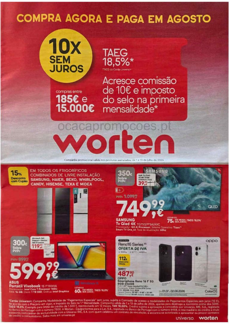 Folheto Worten – Antevisão Promoções 1 a 13 de julho