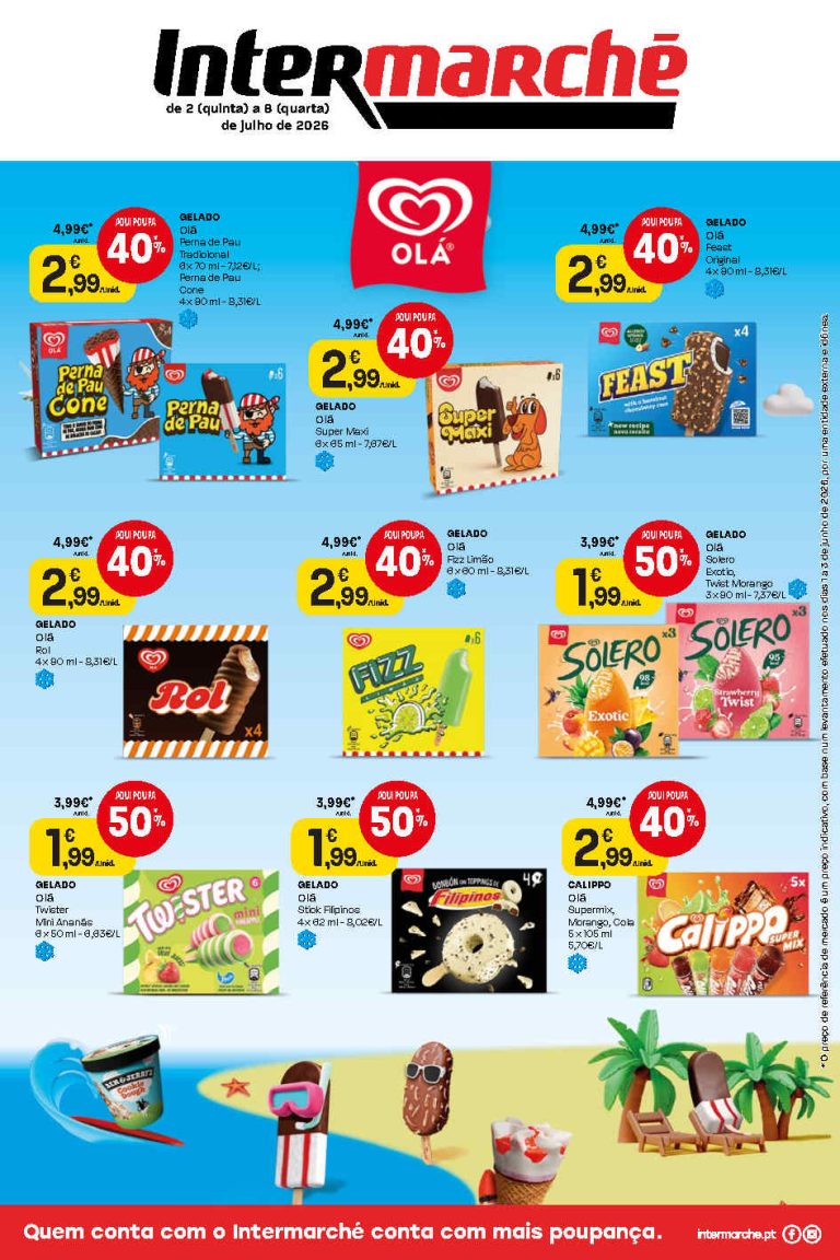 Folheto Intermarché Gelados – Antevisão Promoções 2 a 8 de julho