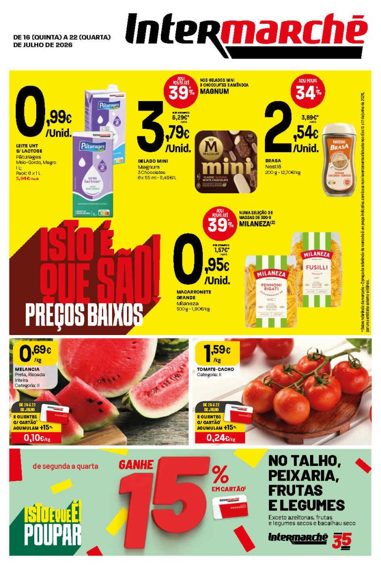 Folheto Intermarché lojas pequenas – Antevisão Promoções 16 a 22 de julho