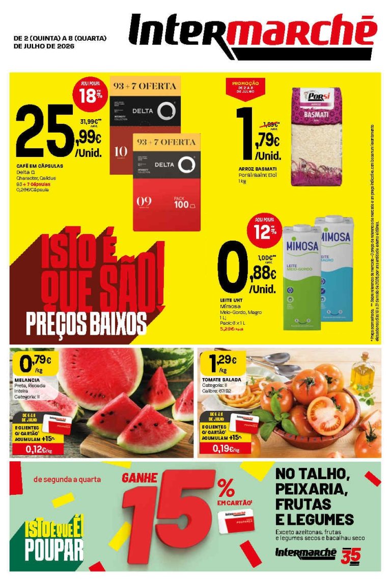 Folheto Intermarché – Antevisão Promoções 2 a 8 de julho