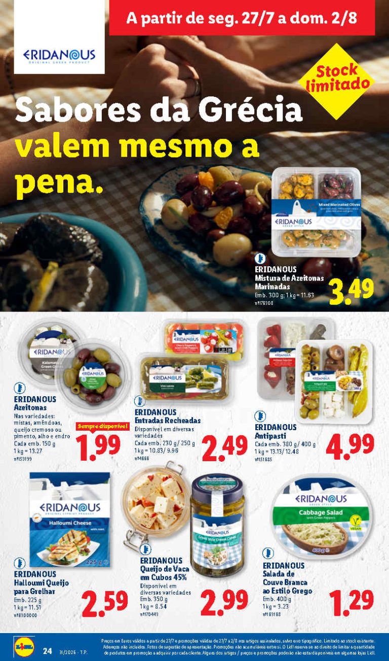 Folheto Lidl – Antevisão Sabores da Grécia Promoções 27 julho a 2 agosto