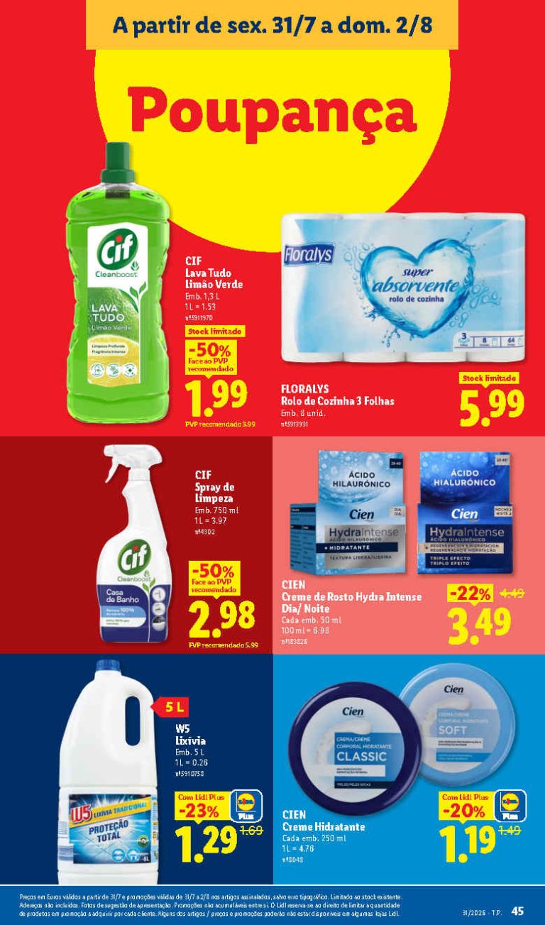 Folheto Lidl Limpeza e beleza – Antevisão Promoções de 31 julho a 2 agosto