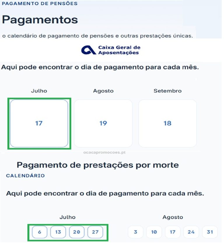 Pensões em julho – Datas pagamento CGA (e com subsídio de férias)