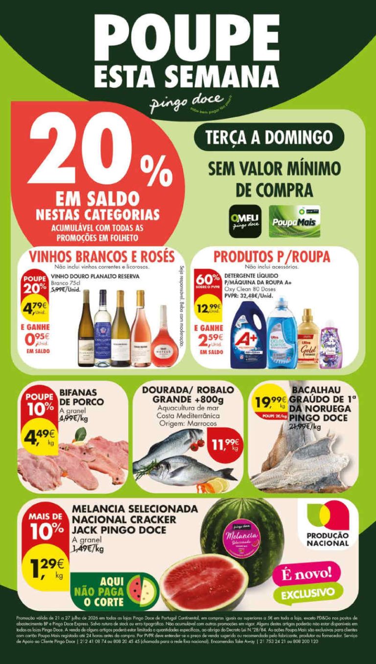 Antevisão Folheto Pingo Doce – Esta Semana Promoções 21 a 27 de julho