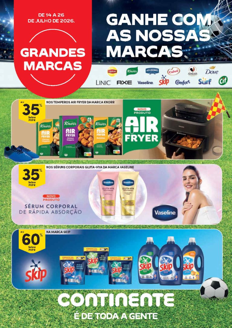 Folheto Continente grandes marcas – Antevisão Promoções 14 a 26 de julho