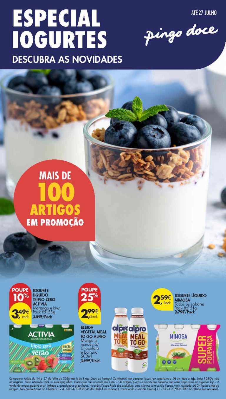Folheto Pingo Doce Especial Iogurtes – Antevisão Promoções 14 a 27 de julho