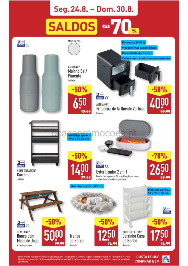 Folheto Aldi Aberturas – Antevisão Promoções Bazar 24 a 30 de agosto