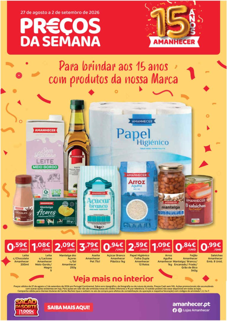 Folheto Amanhecer Lojas Pequenas – Antevisão Promoções 27 agosto a 2 setembro