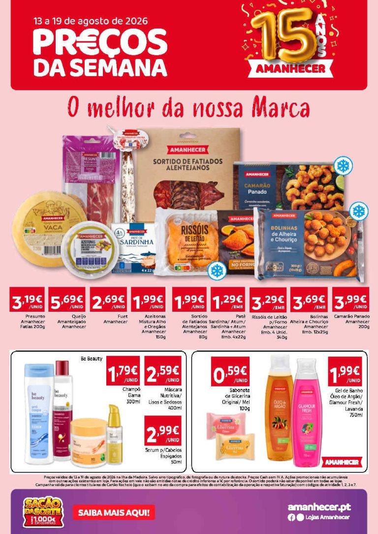 Folheto Amanhecer Madeira – Antevisão Promoções 13 a 19 de agosto