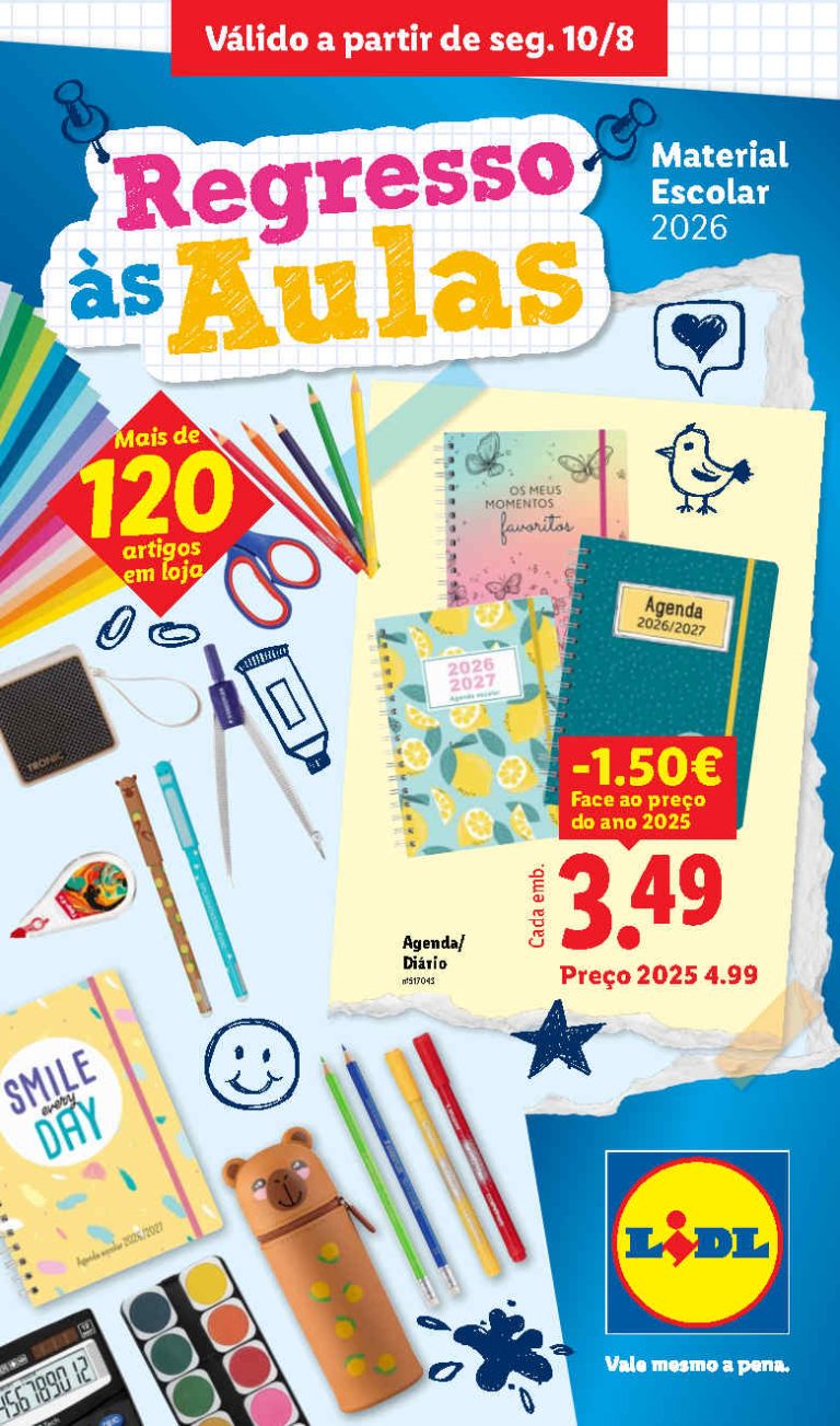 Folheto Lidl Regresso às Aulas – Antevisão Promoções a partir 10 de agosto