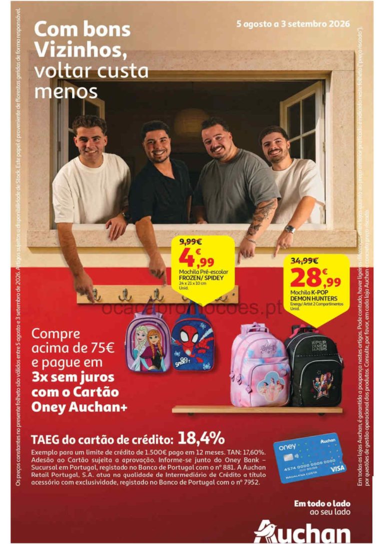 Folheto Auchan Regresso às Aulas – Antevisão Promoções de 5 agosto a 3 setembro