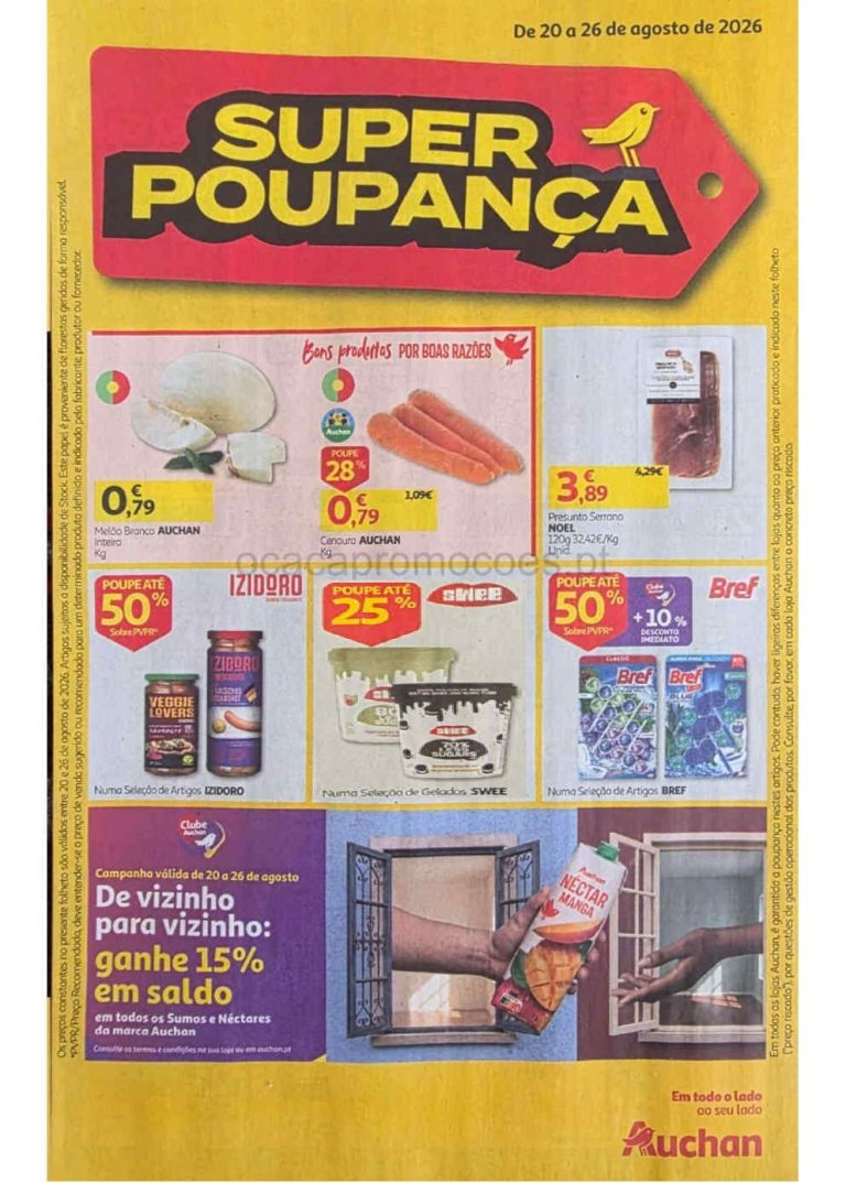 Folheto Auchan Super – Antevisão Promoções 21 a 26 de agosto