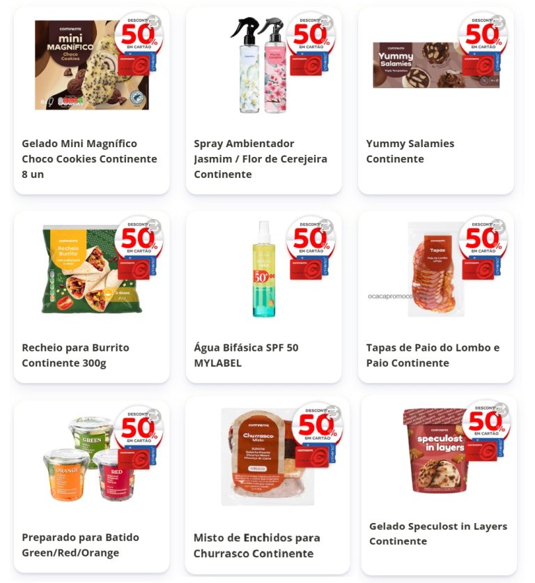 Continente Caça Produtos – Os novos 50% desconto em cartão até 7 setembro