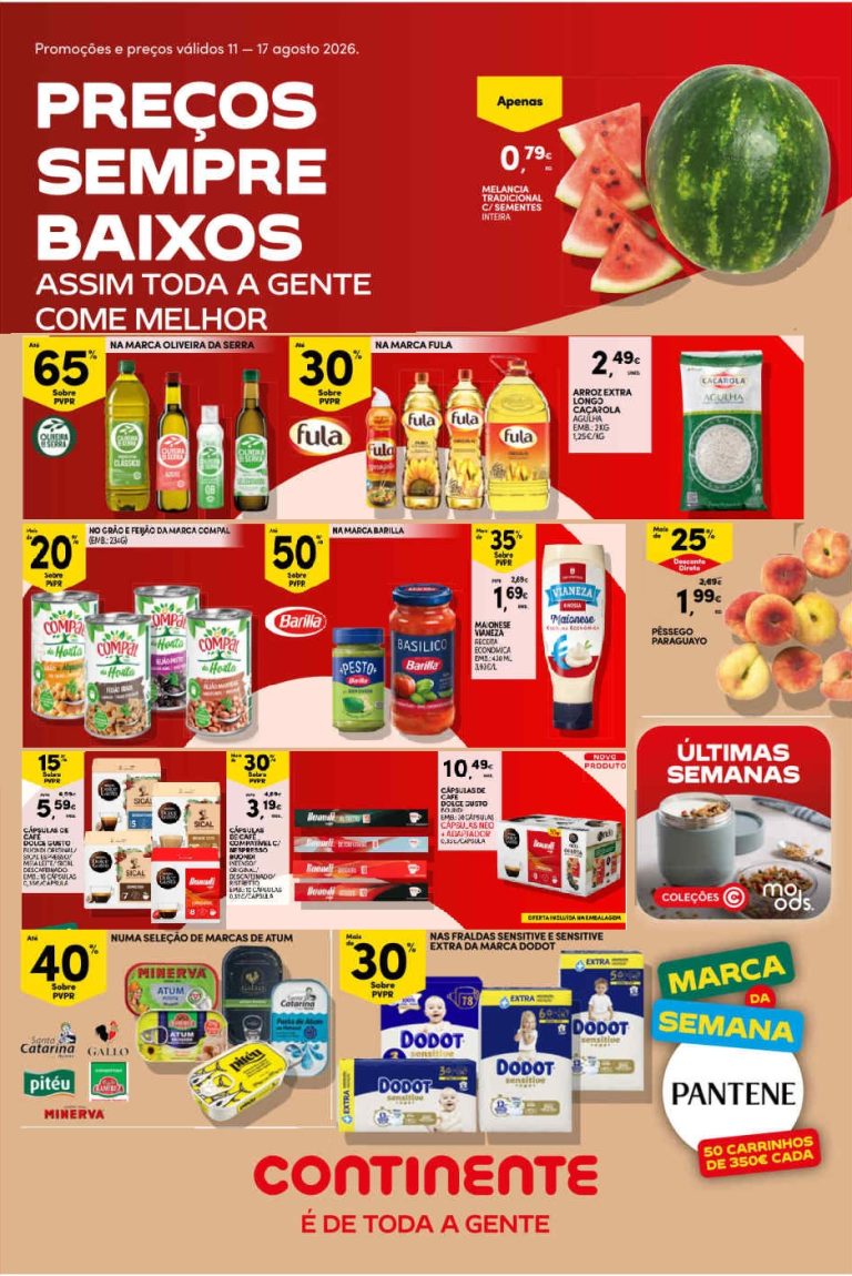 Folheto Continente Modelo – Antevisão Promoções 11 a 17 de agosto