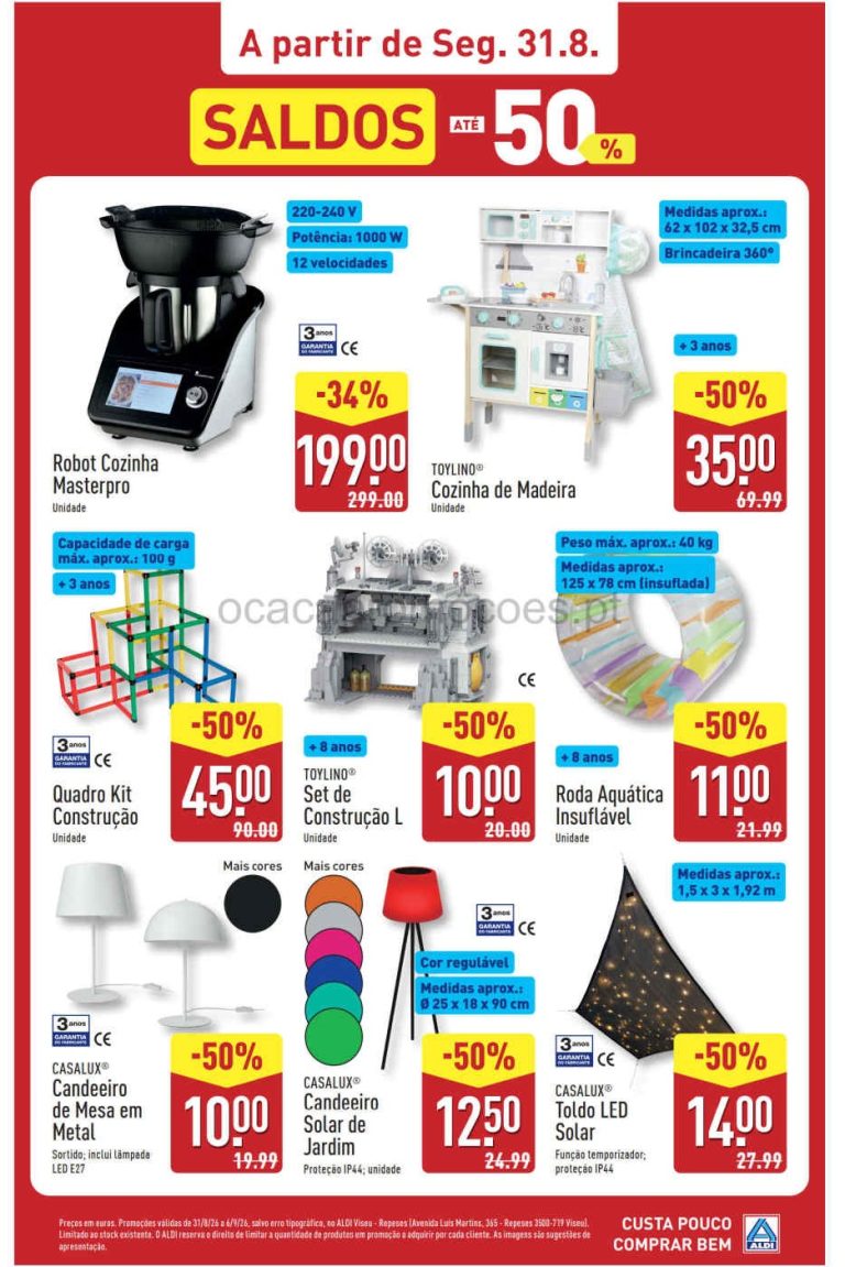 Folheto Aldi Aberturas – Antevisão Promoções Bazar de 31 agosto a 6 setembro