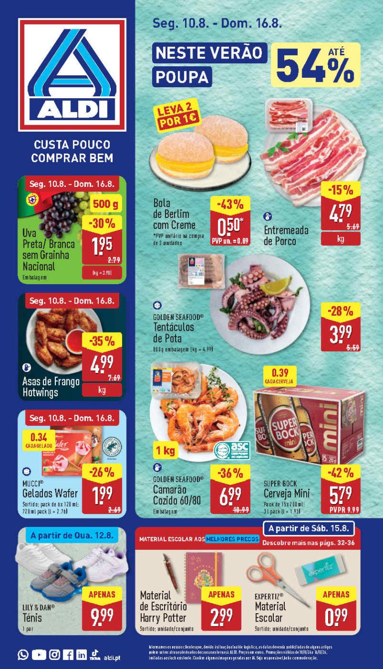 Folheto Aldi – Antevisão Promoções 10 a 16 de agosto