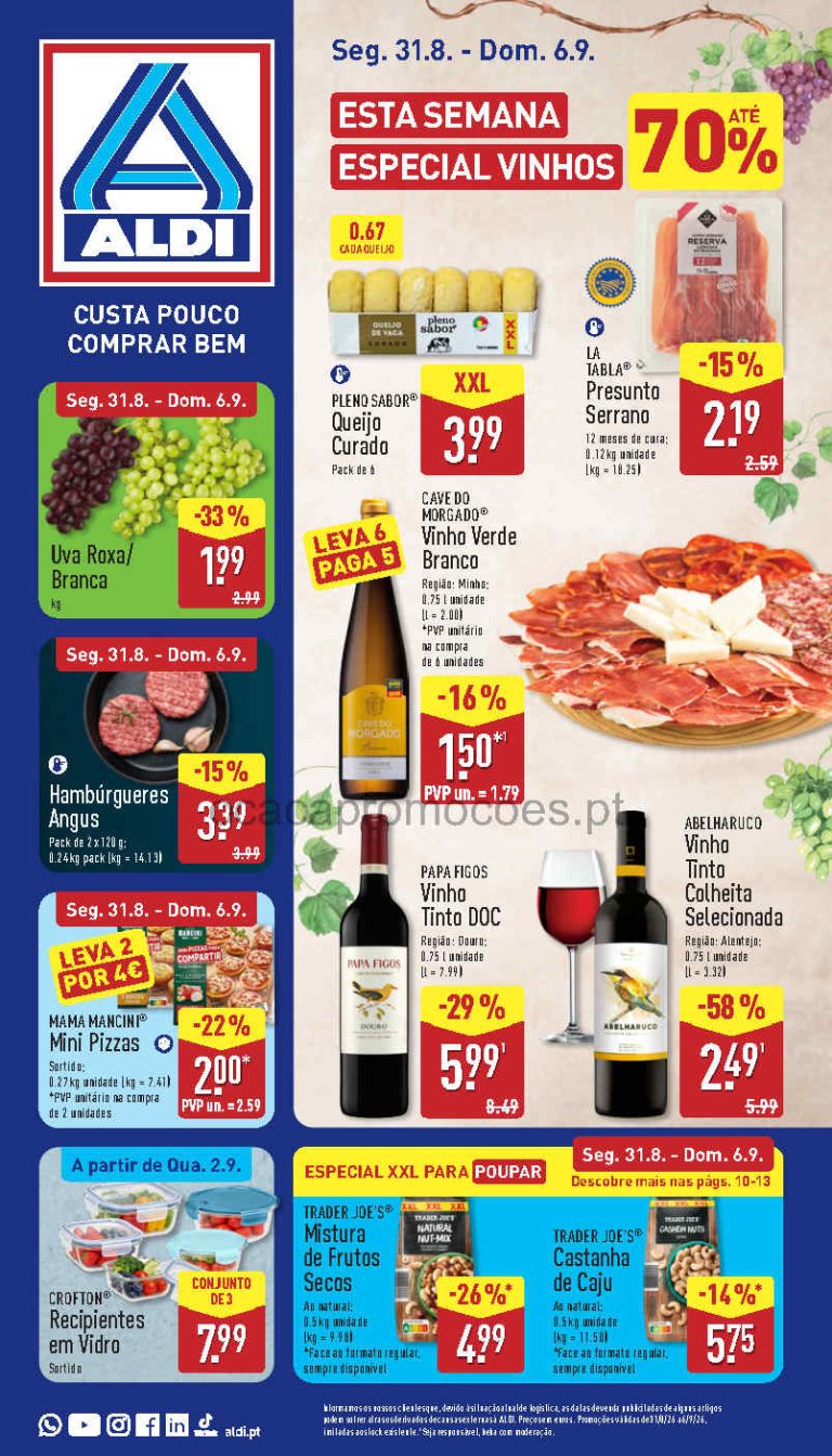 Folheto Aldi – Antevisão Promoções de 31 agosto a 6 setembro