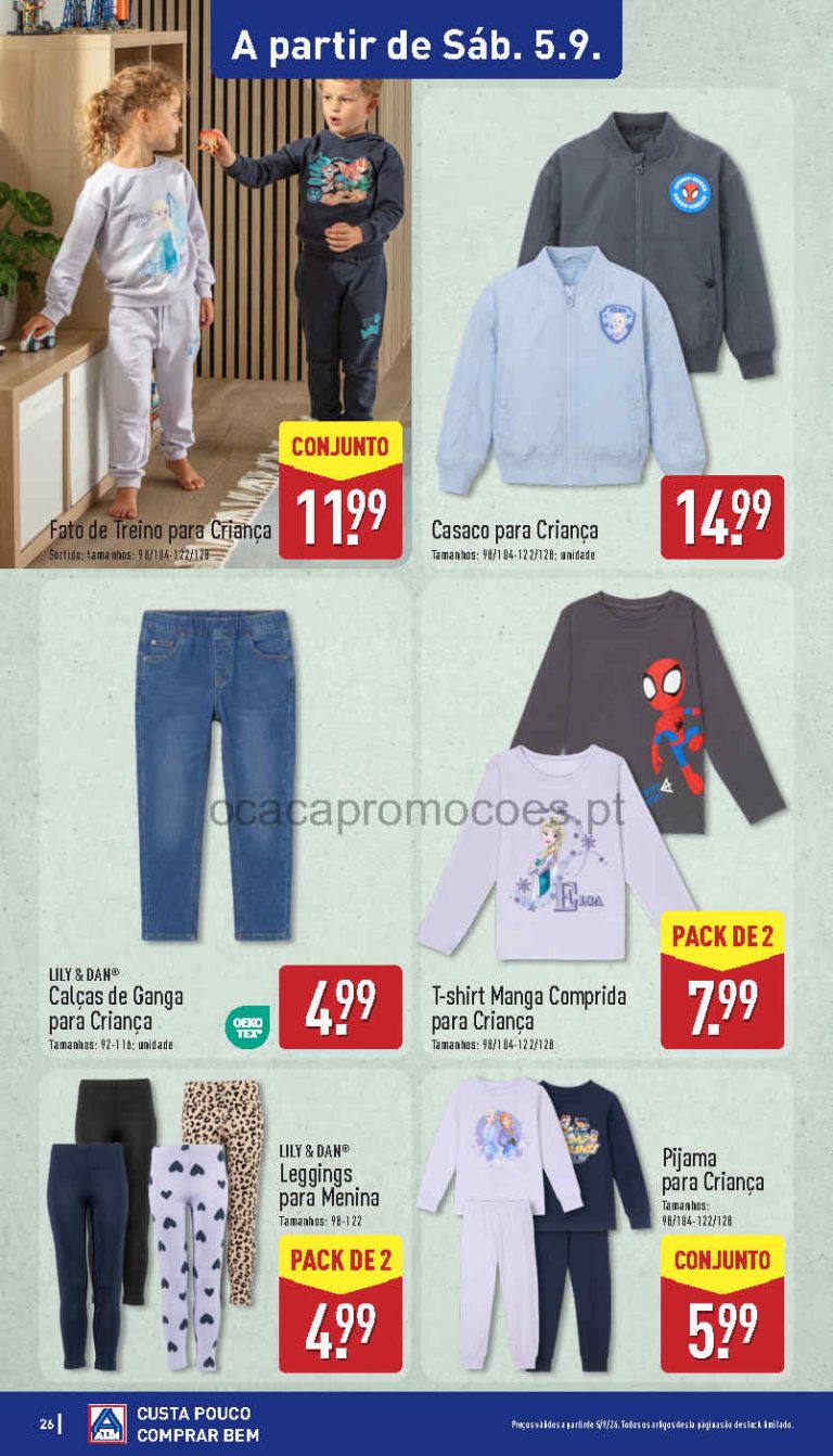 Folheto Aldi Moda Infantil – Antevisão Bazar Promoções de 5 a 6 setembro
