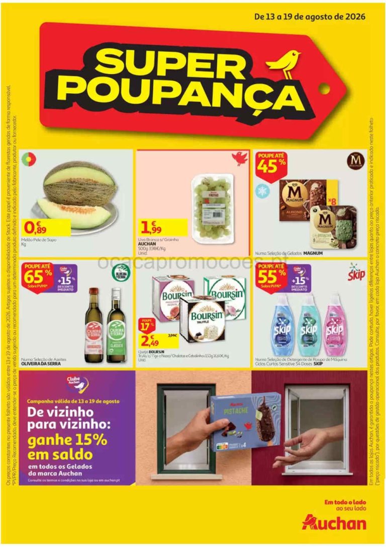 Folheto Auchan – Antevisão Promoções 13 a 19 de agosto