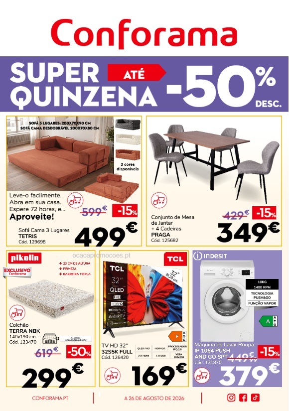 Folheto Conforama – Antevisão Promoções 15 a 26 de agosto