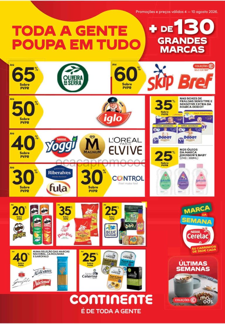 Folheto Continente Modelo – Antevisão Promoções 4 a 10 de agosto