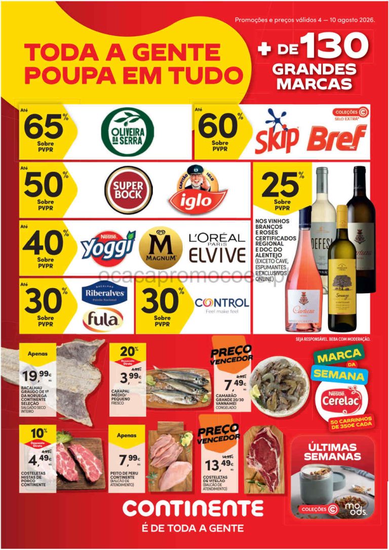 Folheto Continente – Antevisão Promoções 4 a 10 de agosto