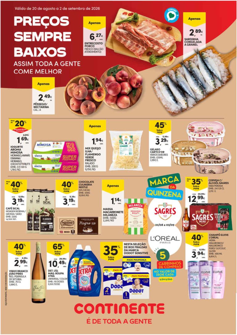 Folheto Continente Açores – Antevisão Promoções 20 agosto a 2 setembro