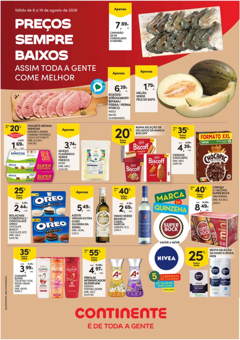 Folheto Continente Açores – Antevisão Promoções 6 a 19 de agosto