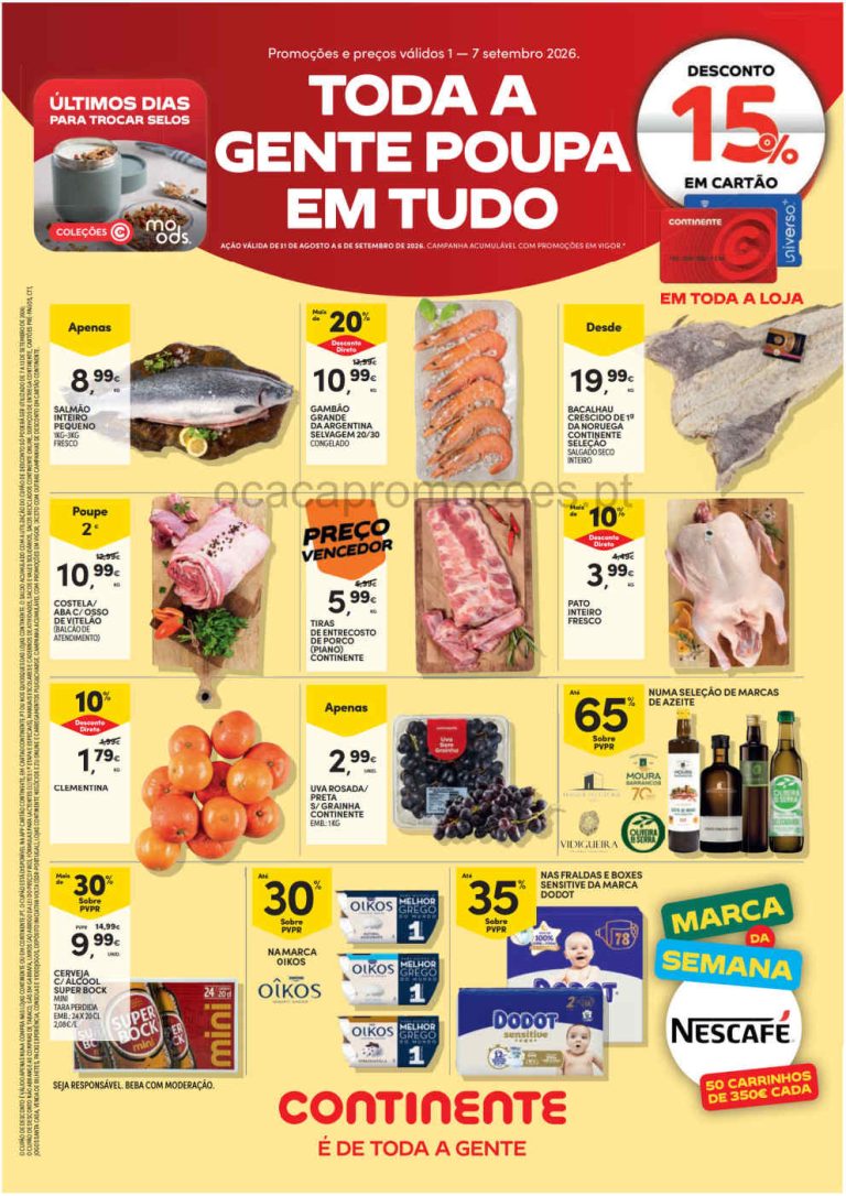 Folheto Continente – Antevisão Promoções 1 a 7 de setembro