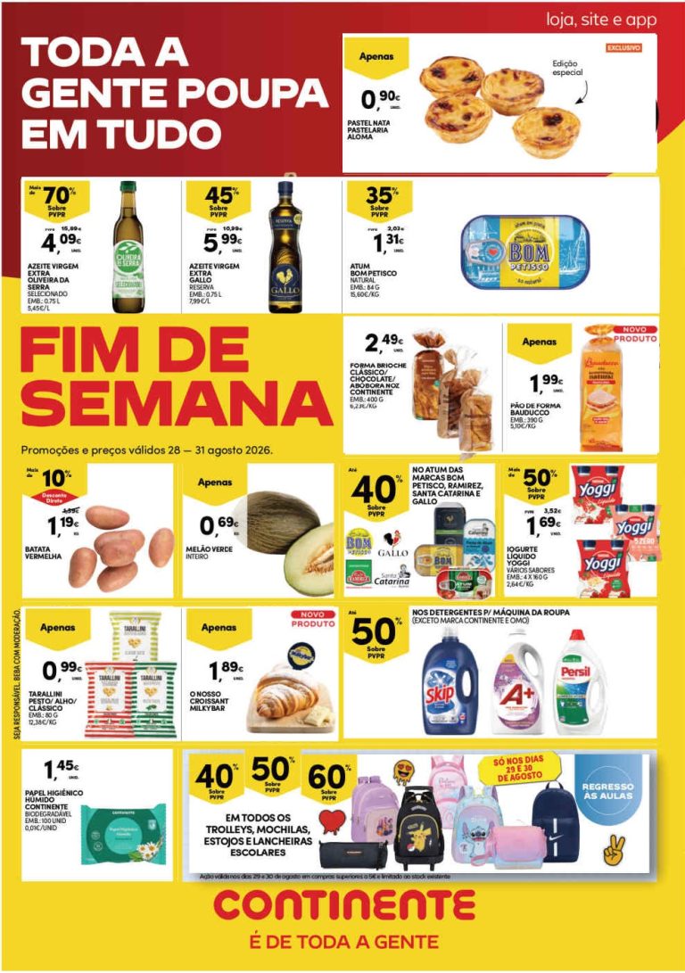 Folheto Continente Fim de Semana – Antevisão Promoções 28 a 31 de agosto