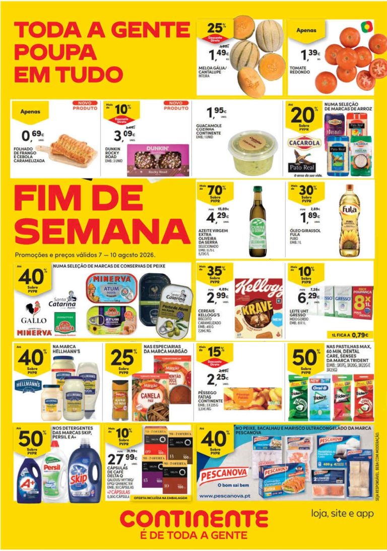 Folheto Continente Fim de Semana – Antevisão Promoções 7 a 10 de agosto