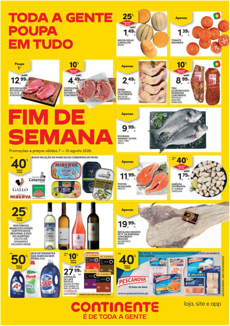 Folheto Continente Fim de Semana – Antevisão Promoções 7 a 10 de agosto
