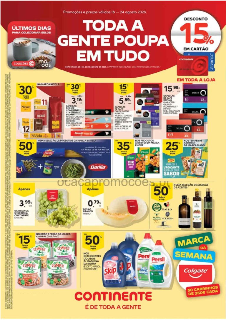 Folheto Continente Modelo – Antevisão Promoções 18 a 24 de agosto