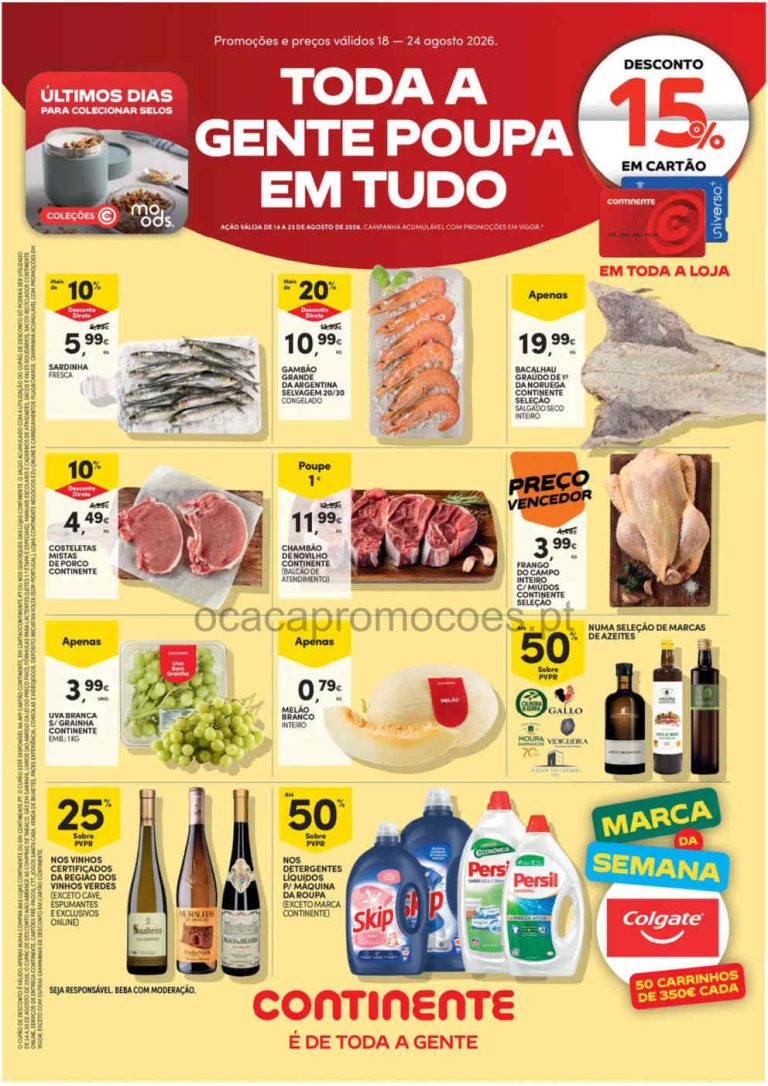 Folheto Continente – Antevisão Promoções 18 a 24 de agosto