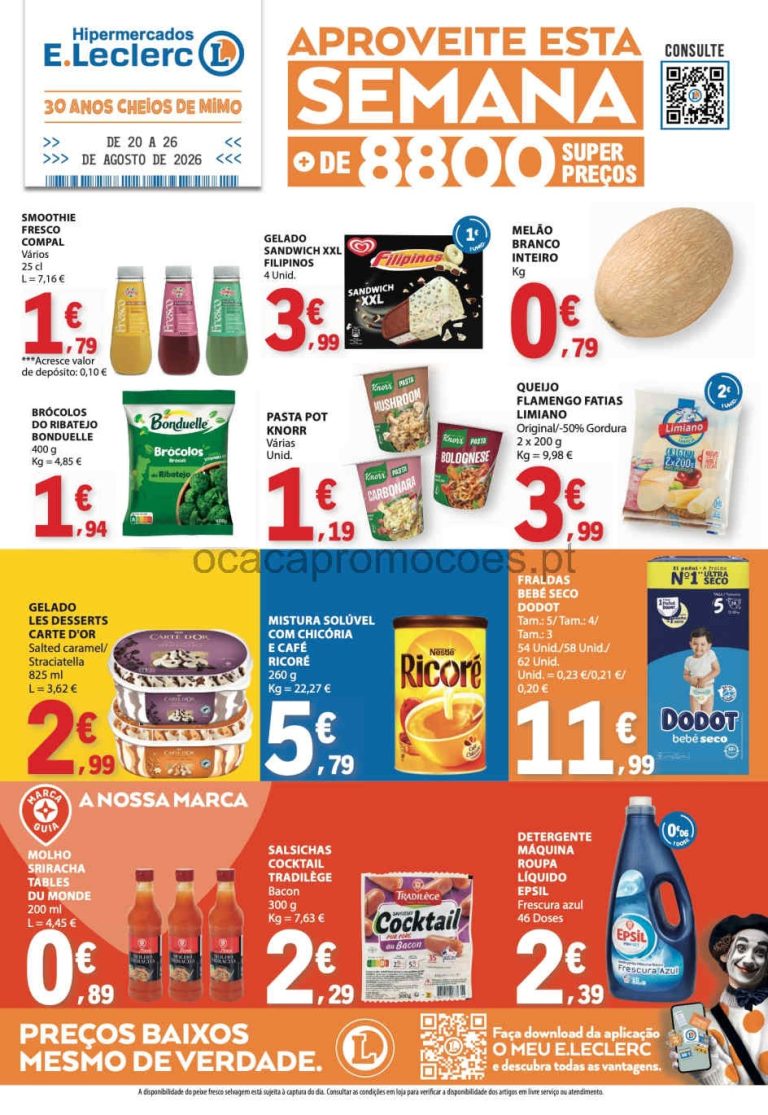 Folheto E Leclerc – Antevisão Promoções 20 a 26 de agosto