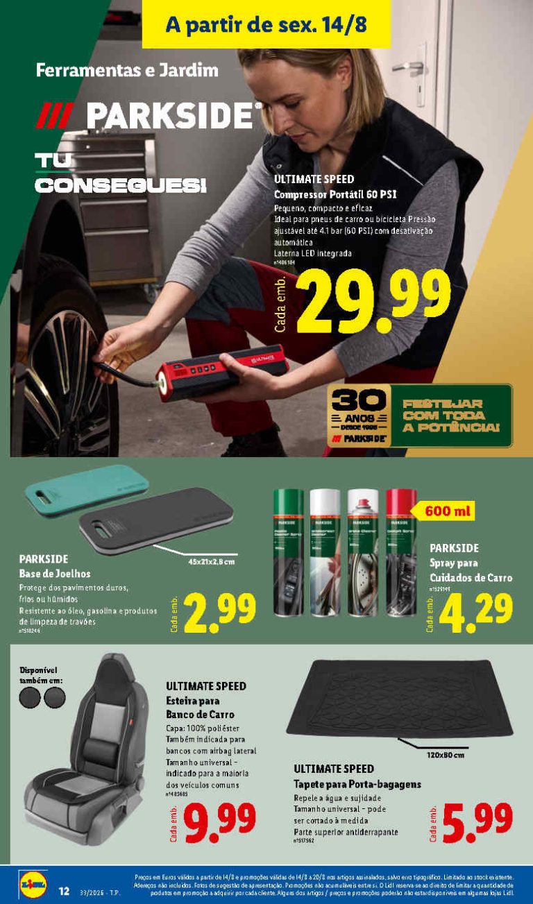 Folheto Lidl Parkside – Antevisão Bazar Promoções de 14 a 20 agosto
