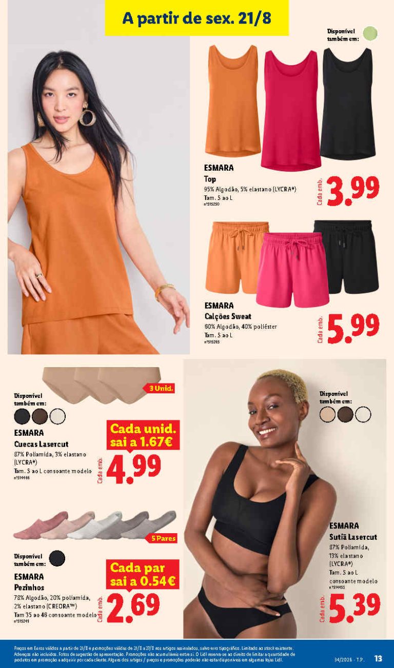 Folheto Lidl Moda – Antevisão Bazar Promoções de 21 a 27 agosto