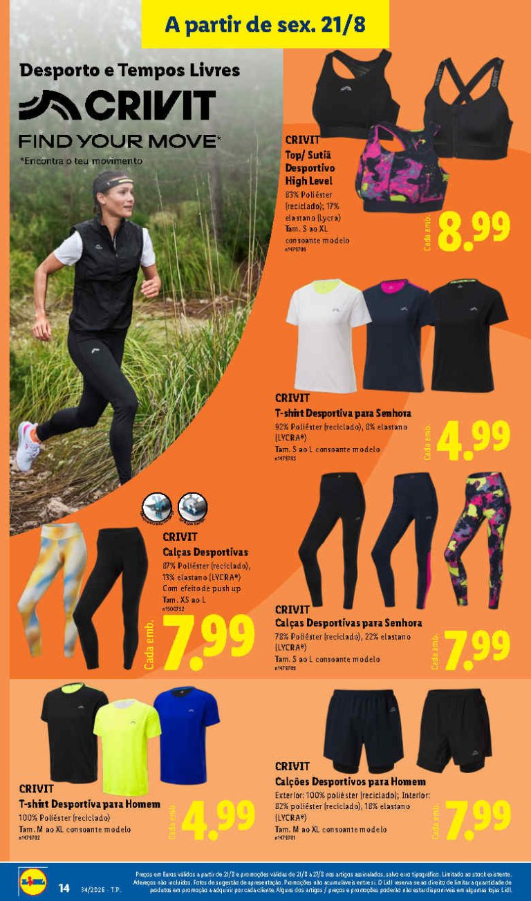Folheto Lidl Crivit – Antevisão Bazar Promoções de 21 a 27 agosto