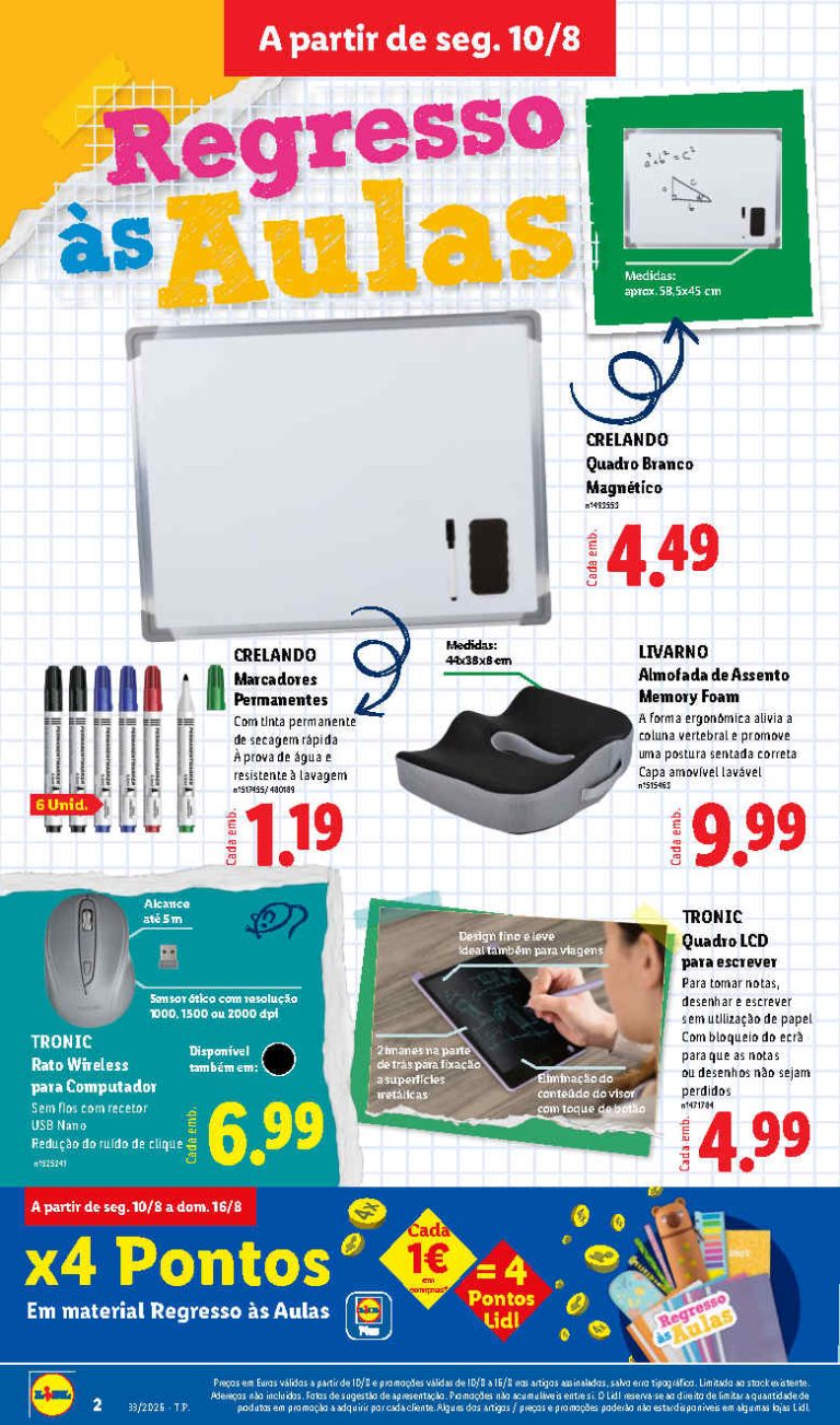 Folheto Lidl Regresso às Aulas – Antevisão Promoções 10 a 20 de agosto