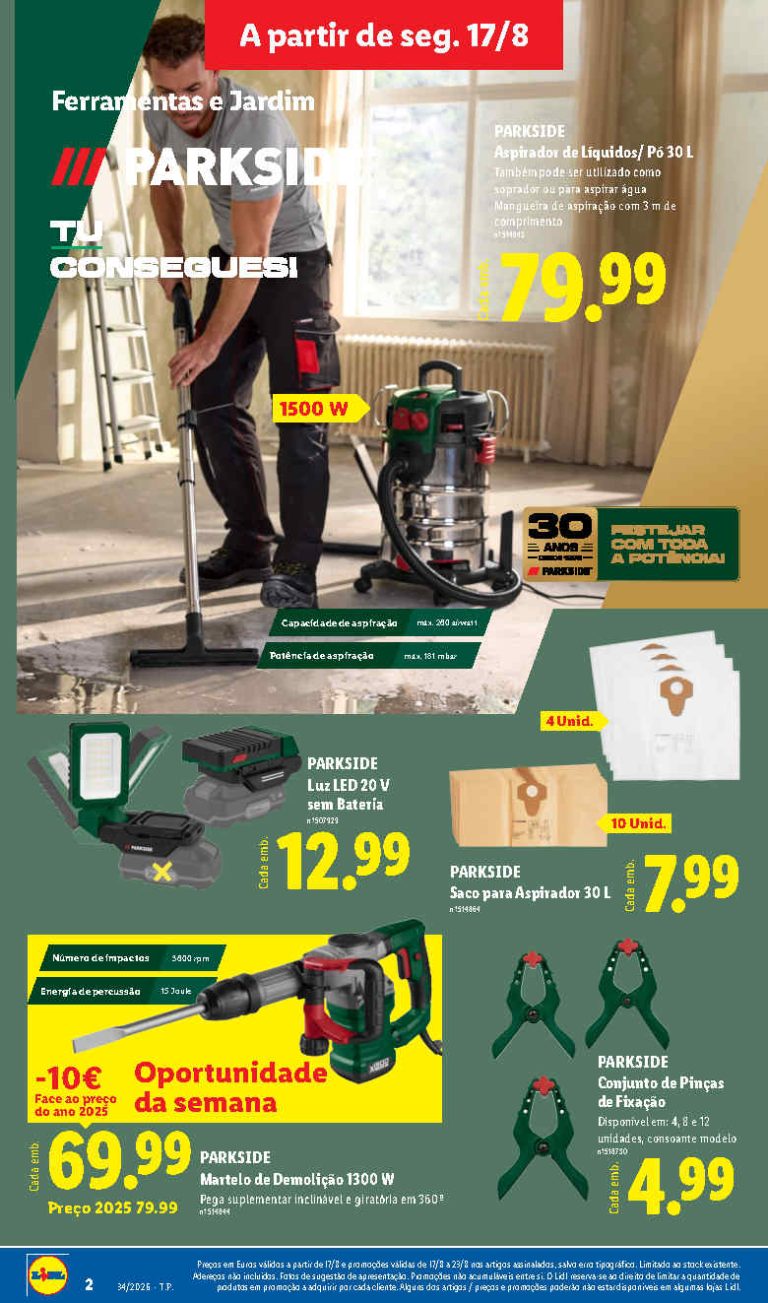 Folheto Lidl Parkside – Antevisão Promoções Bazar de 17 a 23 agosto