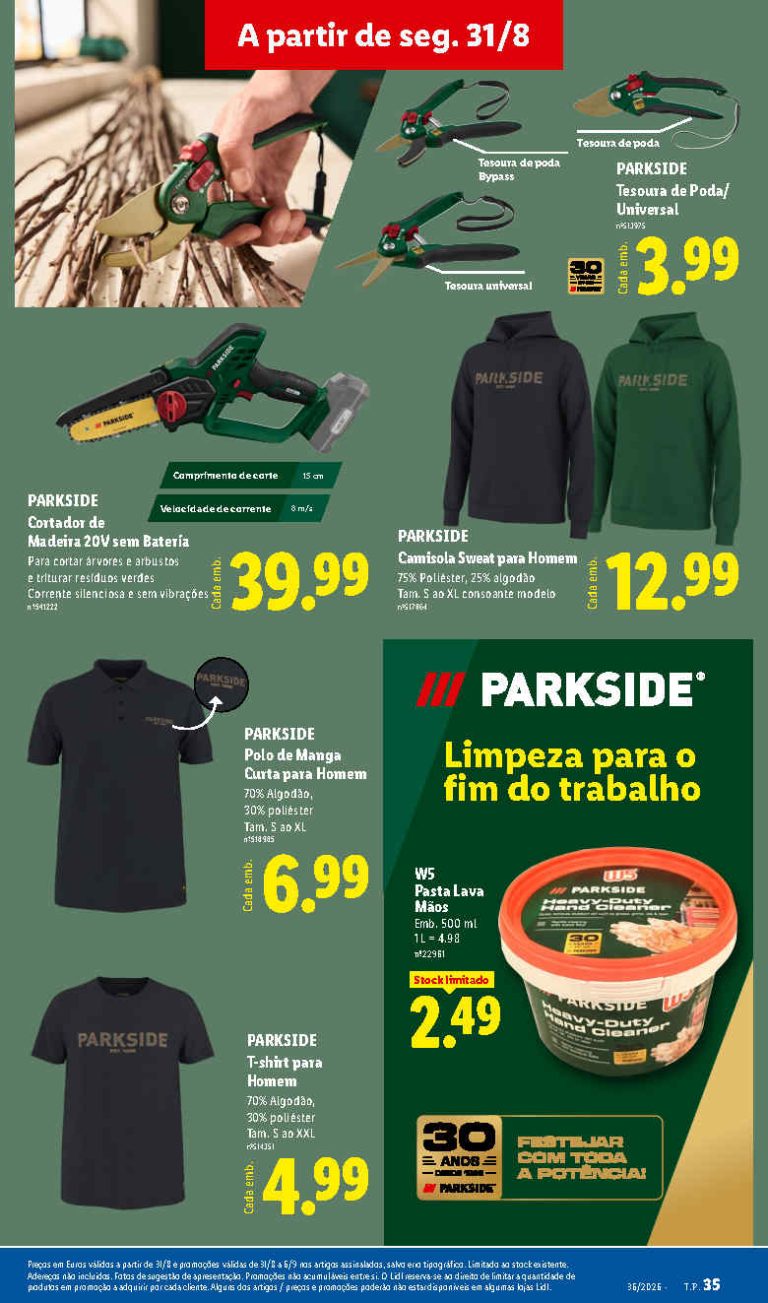 Folheto Lidl Especial Parkside – Antevisão Promoções 31 agosto a 6 setembro