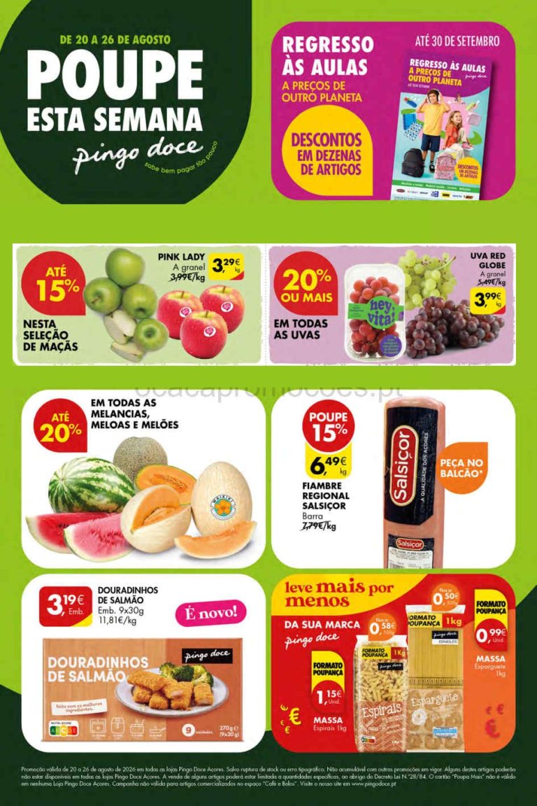 Folheto Pingo Doce Açores – Antevisão Promoções 20 a 26 de agosto
