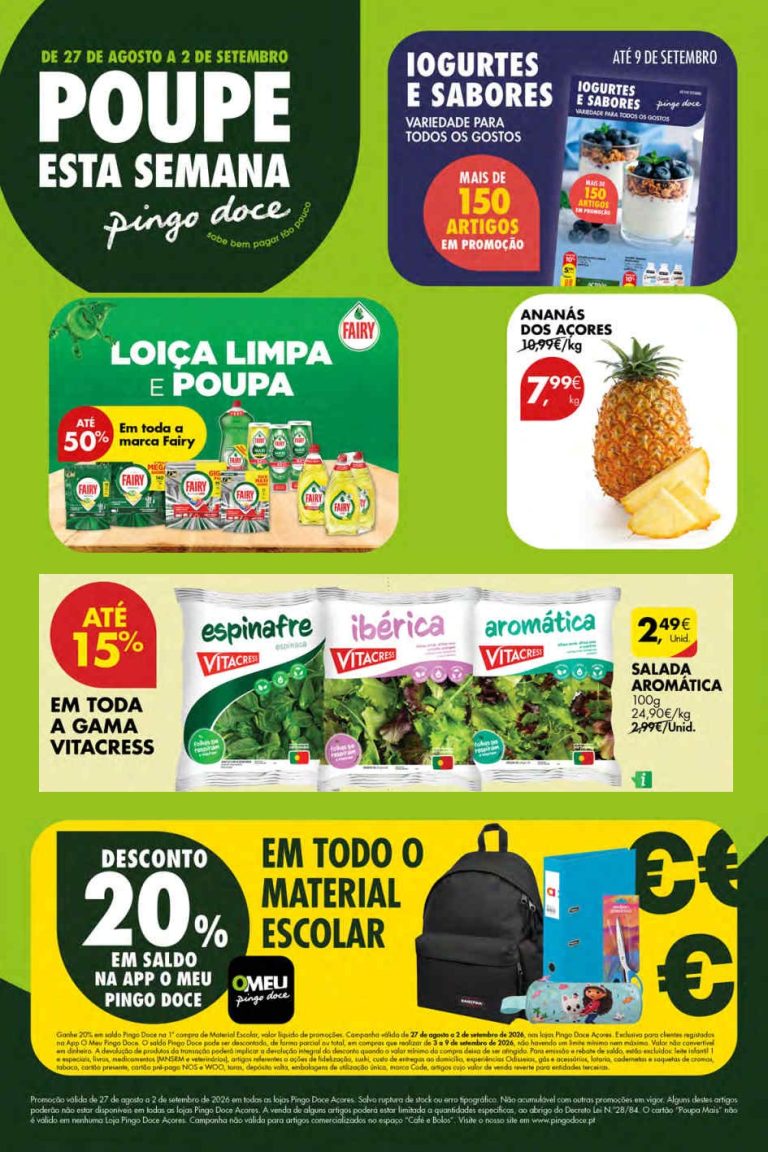 Folheto Pingo Doce Açores – Antevisão Promoções 27 agosto a 2 setembro