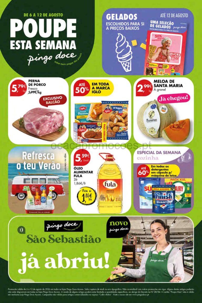 Folheto Pingo Doce Açores – Antevisão Promoções 6 a 12 de agosto