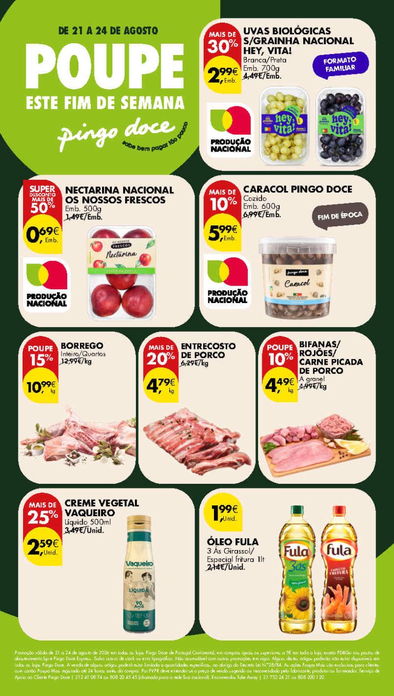 Folheto Pingo Doce Fim de Semana – Antevisão Promoções 21 a 24 de agosto
