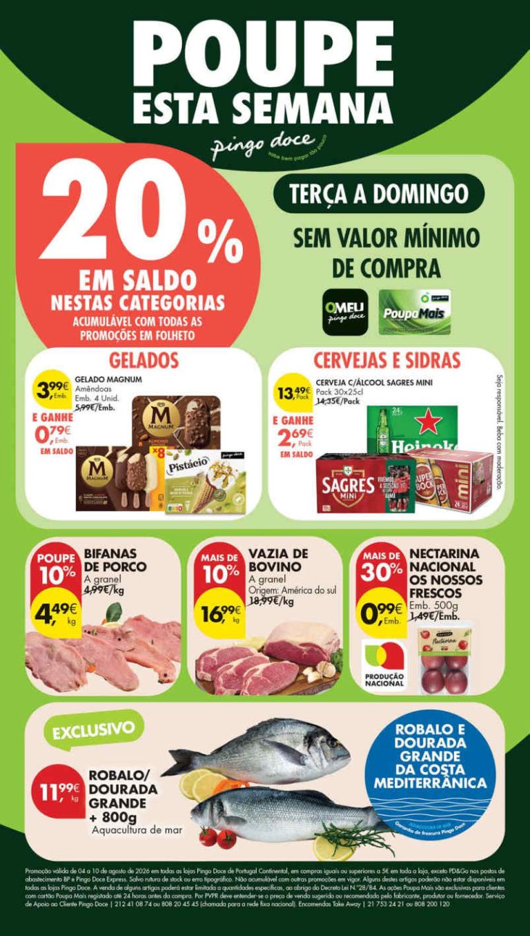 Folheto Pingo Doce Lojas Médias – Antevisão Promoções 4 a 10 de agosto